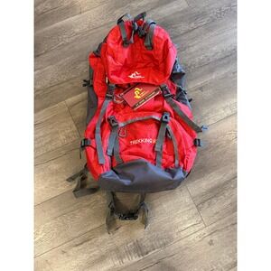 Free Knight Trekking 60L Backpack Red Gray Hiking Camping Outdoor Adventure